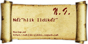 Náhlik Ildikó névjegykártya